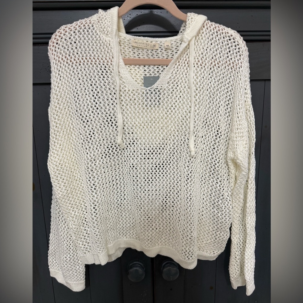 NWT Uncharted Threads x The Paper Store Open Knit Hoodie Sweater | Size Medium